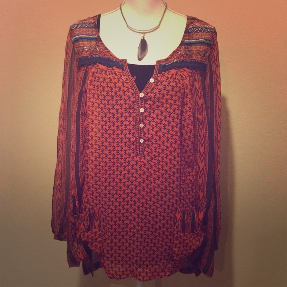 Orange and Navy blouse
